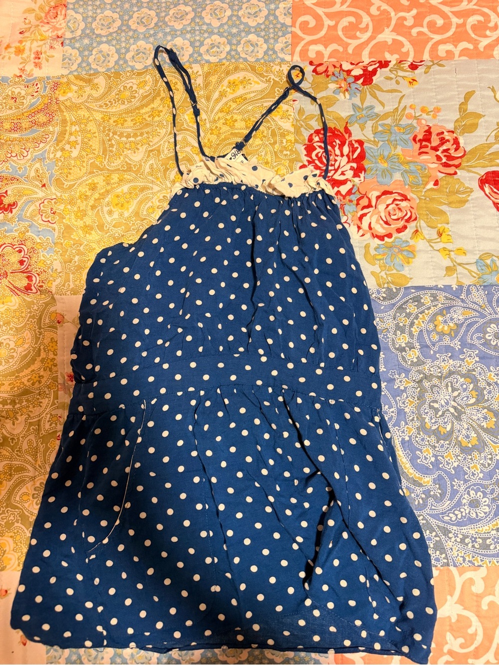 Navy Blue Polka Dot Spaghetti Strap top
